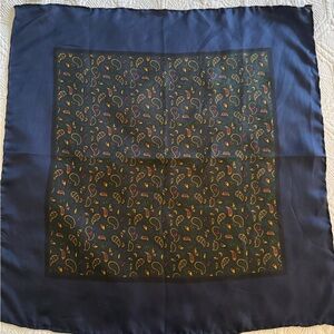 Navy Blue and Green Paisley Silk Scarf imported from Italy